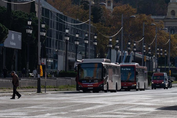 Archivo - Dos autobuses, a 13 de diciembre de 2024, en Barcelona, Catalunya (Espa&ntilde;a).