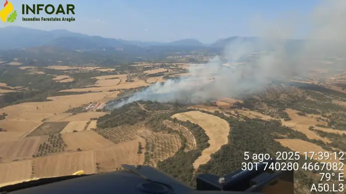 El incendio entre Bierge y Abiego (Huesca) avanza positivamente tras afectar 23 hectáreas
