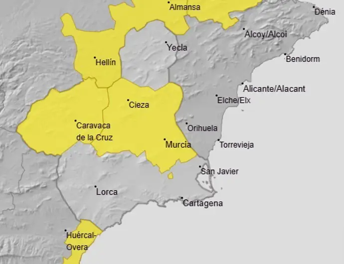 La Vega del Segura y el Noroeste mantienen aviso amarillo por calor este martes