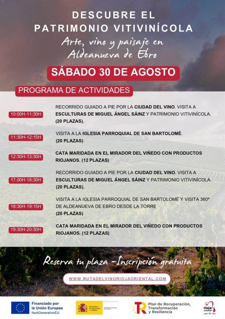 Arte, vino y paisaje en Aldeanueva de Ebro este sábado con jornadas gratuitas y visitas guiadas