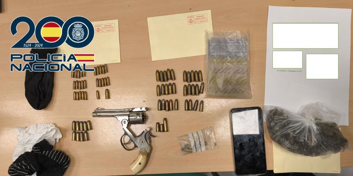 Niño de 12 años hallado en Granada con droga, un arma y más de 70 cartuchos de munición