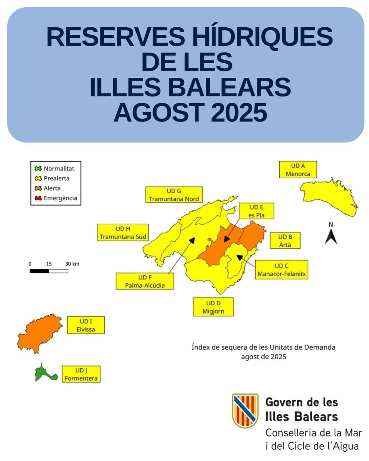 Las reservas de agua en Baleares descienden al 41% de su capacidad en agosto