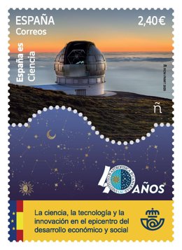 Correos presenta un sello dedicado al 40 aniversario del Instituto de Astrof&iacute;sica de Canarias