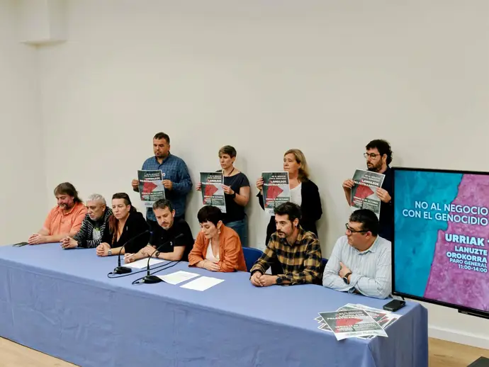 Sindicatos vascos se mobilizan el 15 de octubre para exigir el cese de negocios relacionados con el