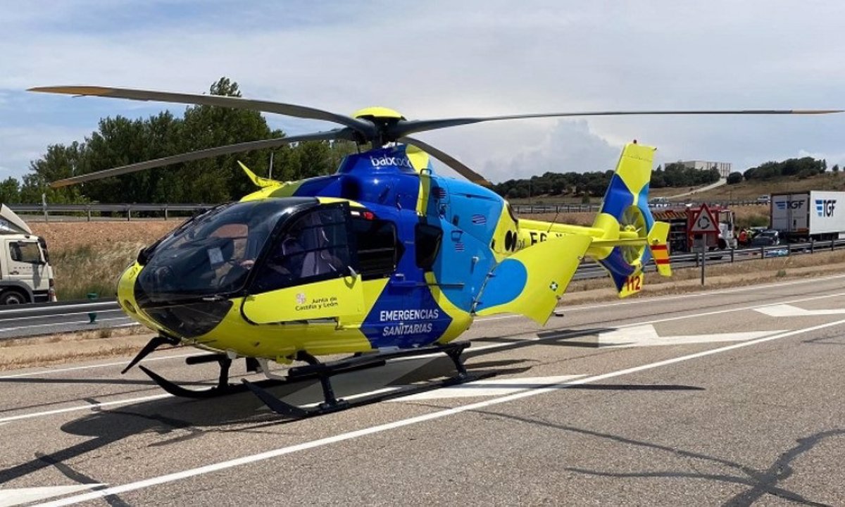Evacuan en helicóptero a una mujer de 55 años herida en un accidente en Briviesca, Burgos