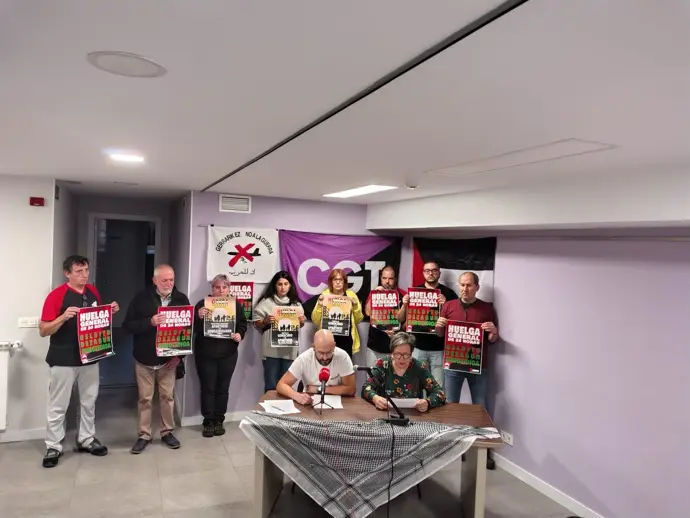 CGT organiza huelga general en Navarra este miércoles en apoyo al pueblo palestino frente al