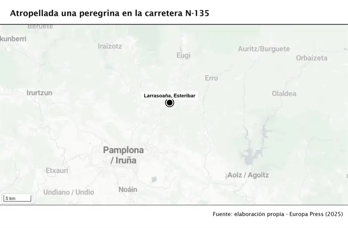 Peregrina del Camino de Santiago atropellada en Larrasoaña, se reportan heridos y hospitalizaciones
