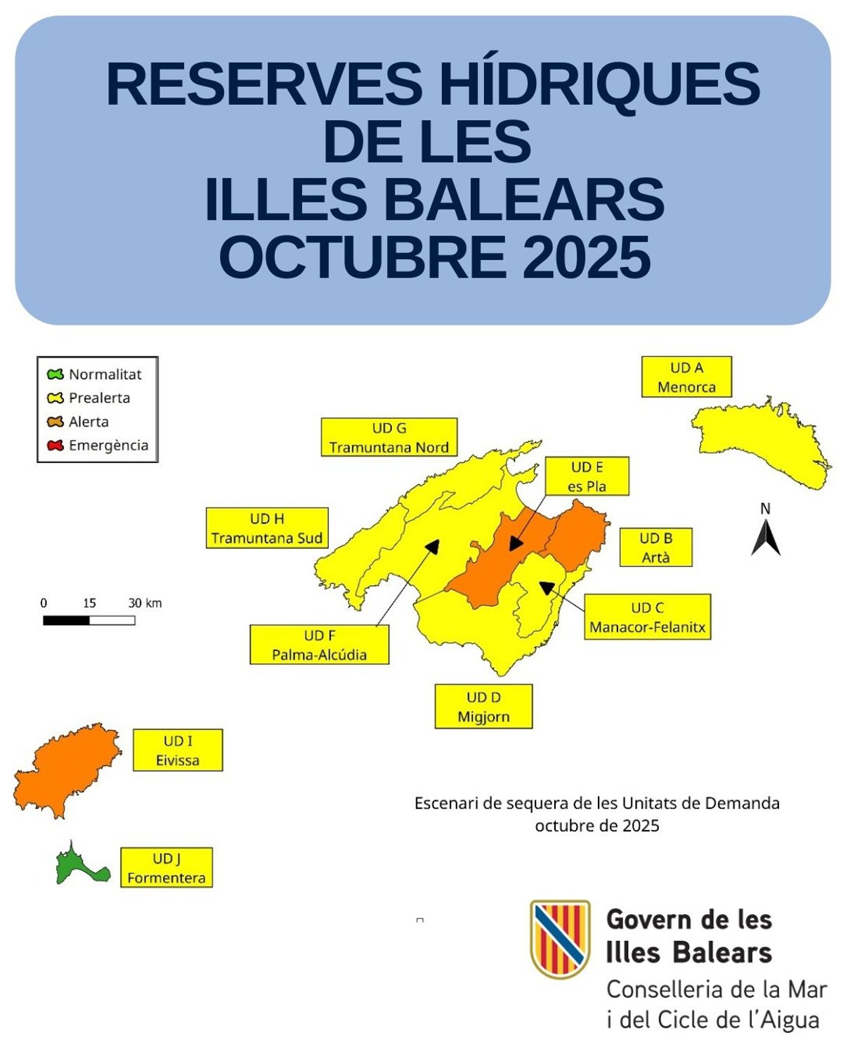 Las reservas hídricas en Baleares se sitúan en el 44% durante octubre