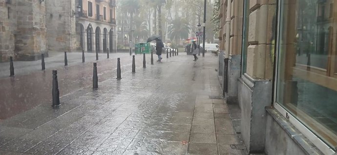 Lluvia intensa en Bilbao.