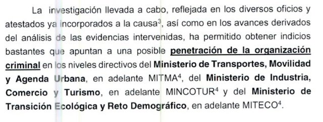 La UCO señala que la red de hidrocarburos logró infiltrarse en los ministerios de Ábalos, Maroto