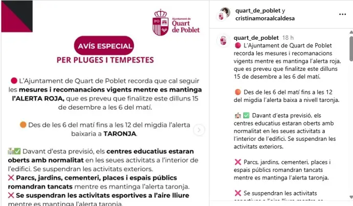 Quart condena los mensajes de odio y amenazas en redes hacia la alcaldesa tras la alerta Cuatro d