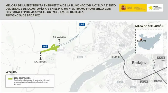 El Ministerio de Transportes lanza la licitación para modernizar la iluminación de la A-5 en