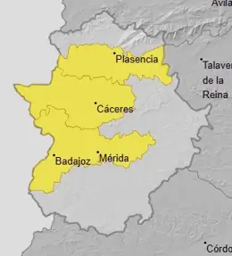 Las Vegas del Guadiana, Tajo y Alagón en aviso amarillo por niebla este jueves en la Meseta