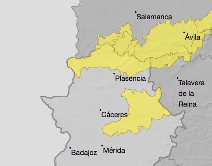 El 112 Extremadura extiende la alerta amarilla por lluvias a Villuercas y Montánchez este lunes