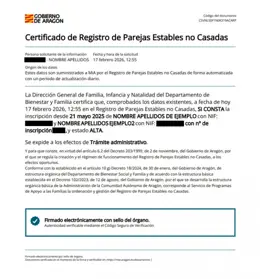 El Gobierno de Aragón añade el certificado de parejas estables no casadas a la carpeta MiA