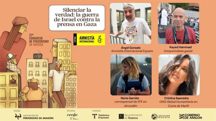 El Congreso de Periodismo de Huesca incluirá la mesa 'La guerra de Israel contra la prensa en Gaza'