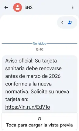 Sacyl advierte sobre posibles fraudes; no pide renovación de la tarjeta sanitaria ni envía SMS en