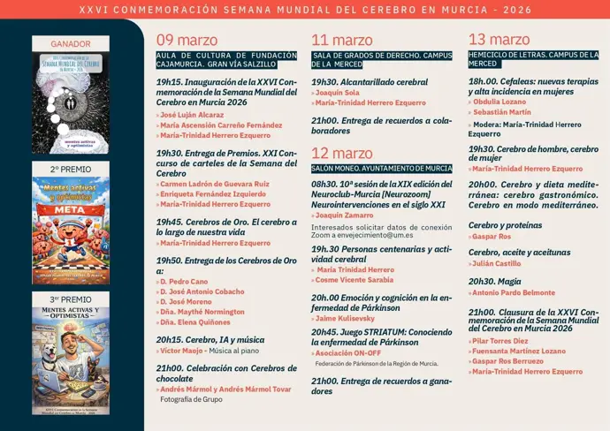 La UMU estudia la longevidad y la inteligencia artificial en la XXVI Semana Mundial del Cerebro