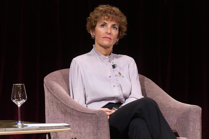 La presidenta del Gobierno de Navarra, Mar&iacute;a Chivite, durante un desayuno informativo, en el Ateneo de Madrid, a 23 de marzo de 2026, en Madrid (Espa&ntilde;a).