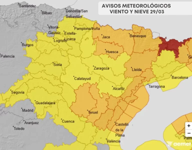 Aragón activa el plan de protección civil por riesgo de vientos y nevadas adversas