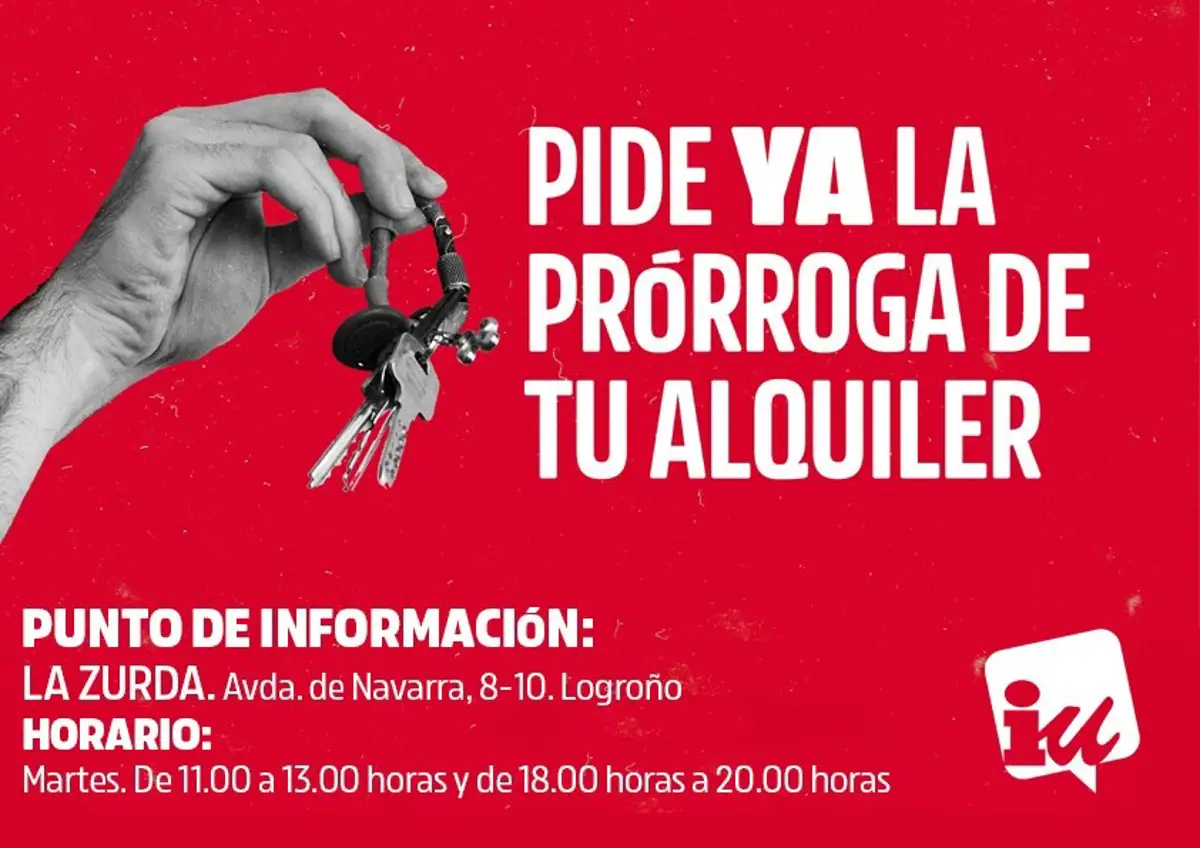 IU comienza en Logroño un servicio de asesoría sobre las prórrogas de los alquileres que vencen
