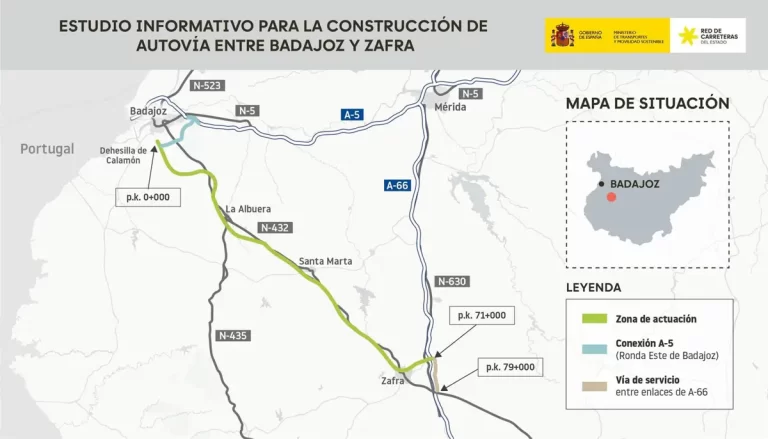 El Ministerio de Transportes da luz verde al estudio de la autovía Badajoz-Zafra con 551 millones