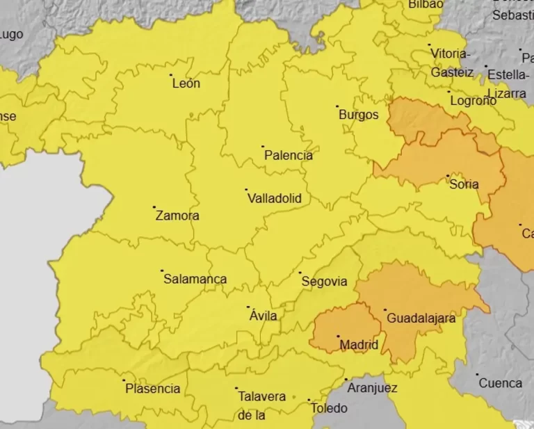 Ocho provincias de Castilla y León estarán en aviso amarillo y Soria en naranja por lluvias y