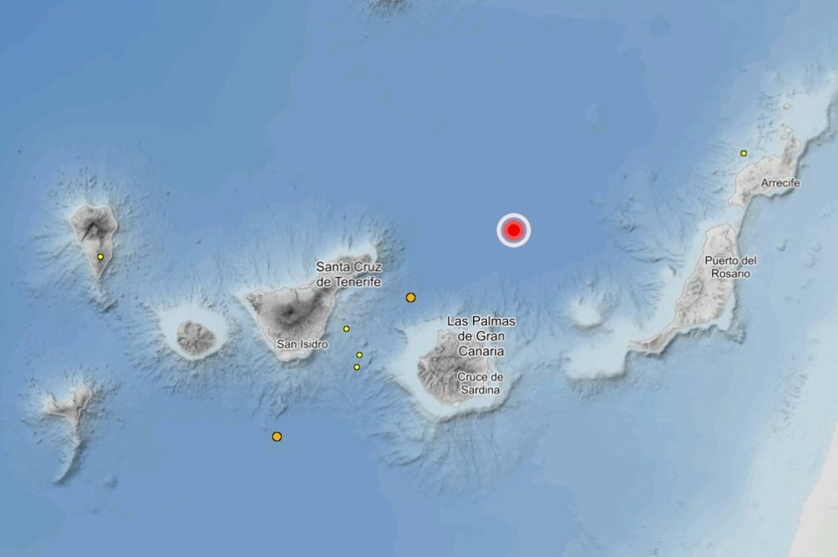 El IGN reporta un terremoto de magnitud 4.8 en el mar al norte de Gran Canaria, sentido por los