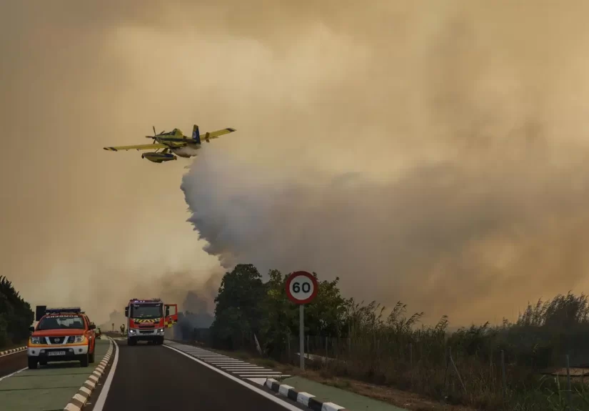 El incendio en El Saler mantiene cerrada la carretera CV