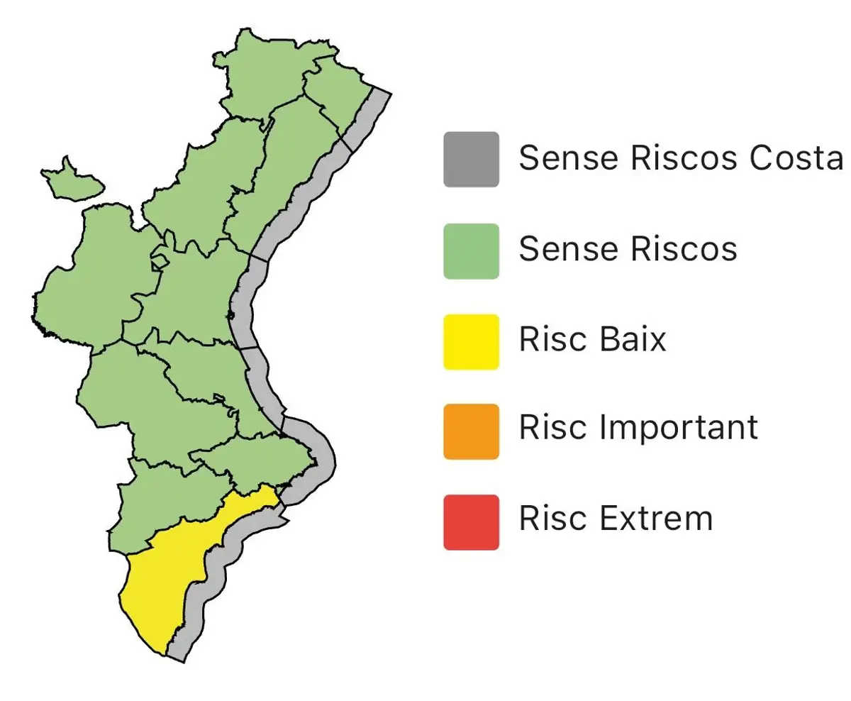Emergencias pone fin a las alertas en Valencia y mantiene la amarilla por lluvias en Alicante